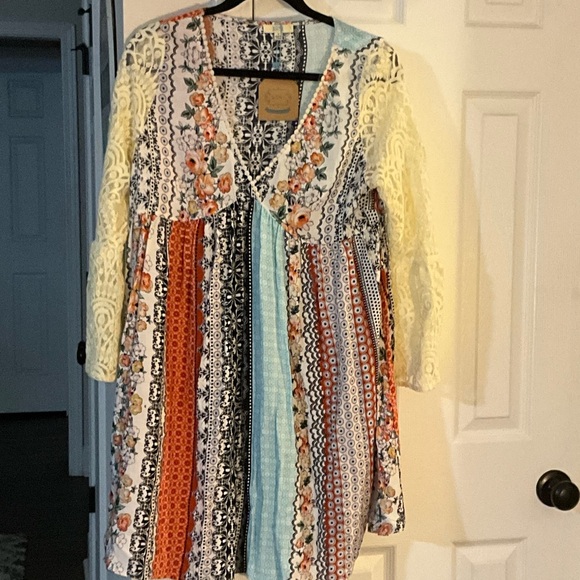 Kori Dresses & Skirts - Kori Colorful Patchwork Blouse with Lace Detail